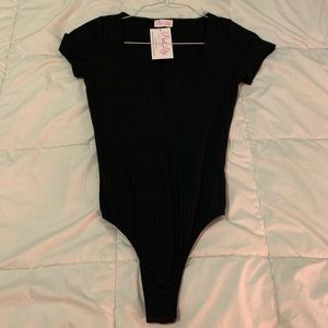 Black Body Suit with Short Sleeves
